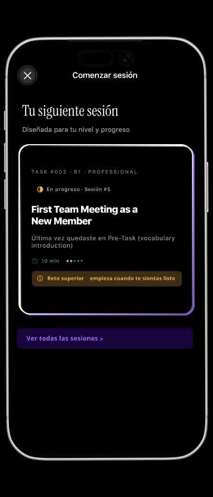 Pantalla de sesión de Encognis en iPhone